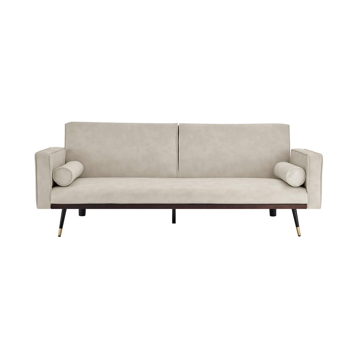 Faux Suede Click-clack Sofa Bed - 3 Seater | Cream
