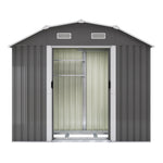 7.72 ft x 4.3 ft Outdoor Metal Storage Shed with Double Lockable Doors and Vents - Waterproof Garden Tool Organizer with Foundation and Shelving
