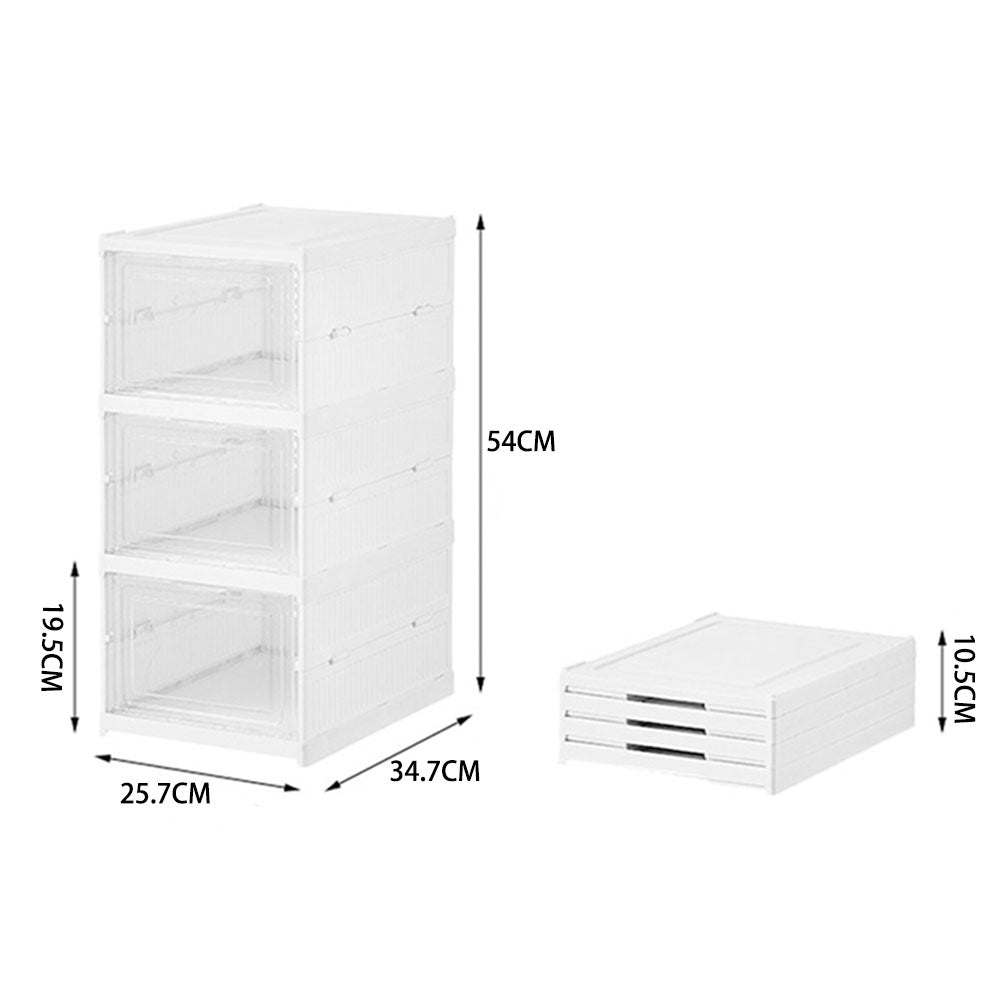 3 Tier Foldable Shoe Storage Box Unit