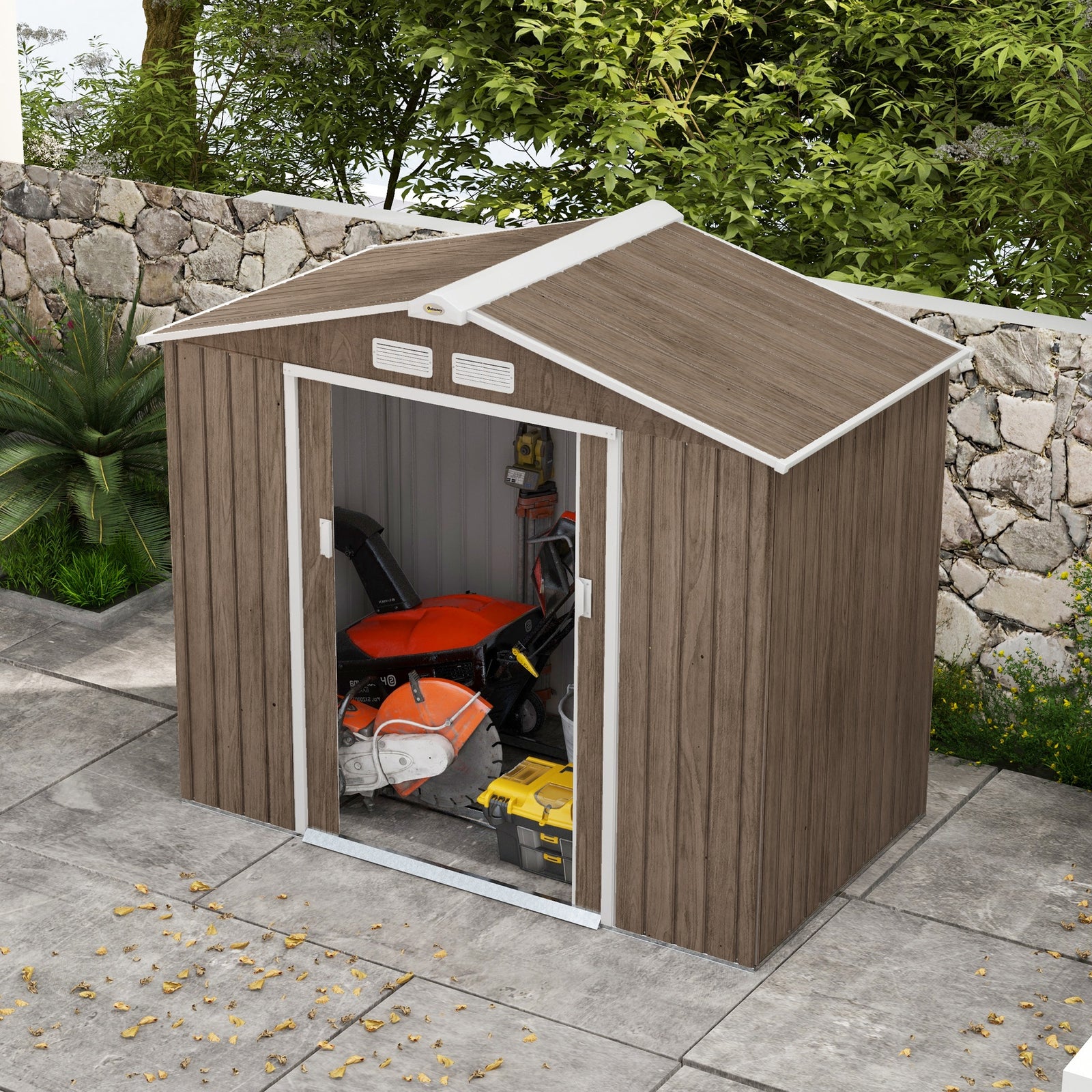 Garden Shed Storage Unit W/locking Door Floor Foundation | Light Slate Gray