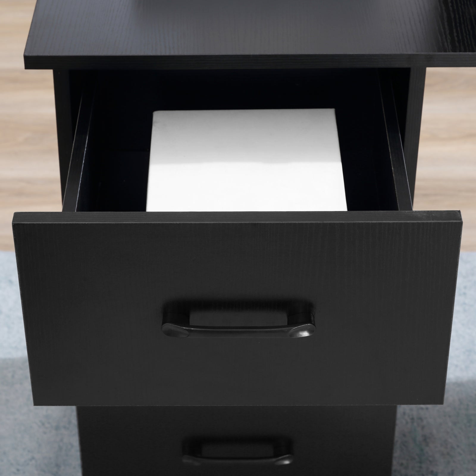120cm Computer Desk Pc Table Workstation W/ 3 Shelf & Drawer | Jet Black