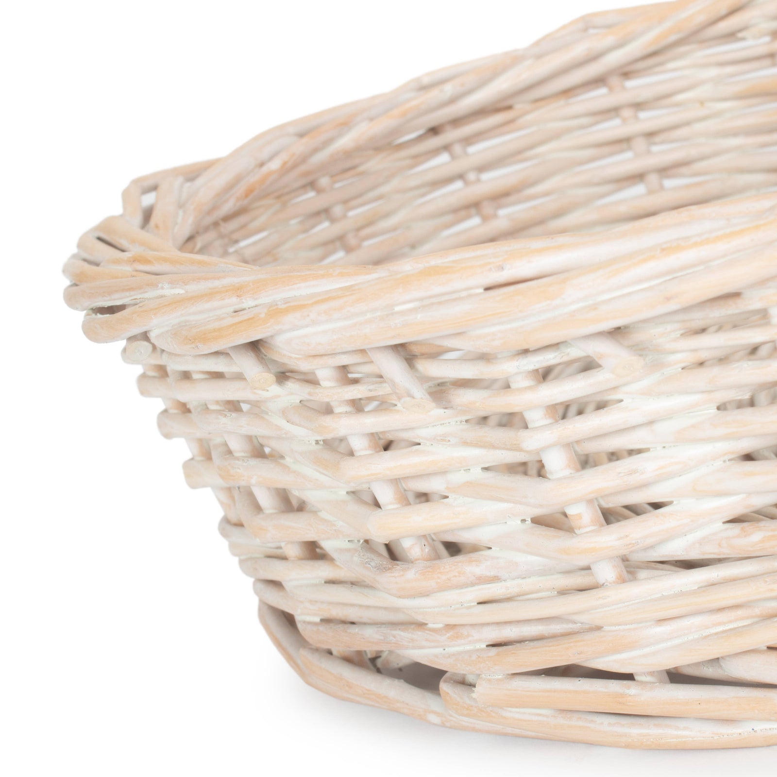 Wicker White Wash Heart Shaped Tray | Large | White