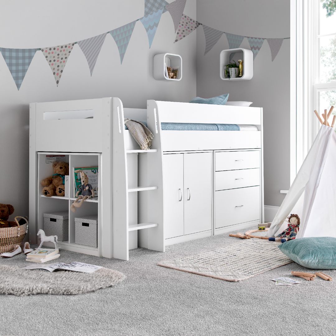Lacy Storage Mid Sleeper Bed | Single | White