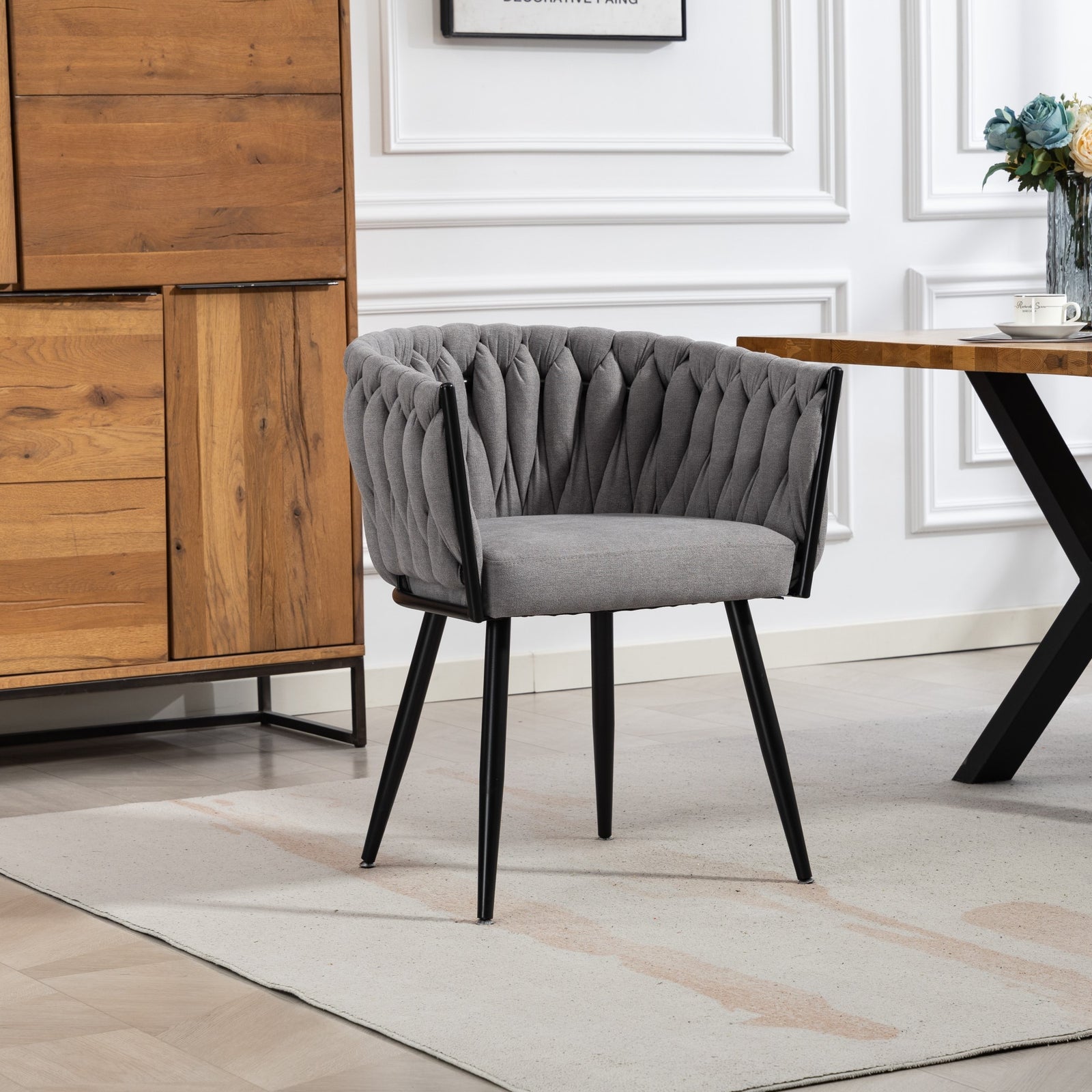 Aneta Fabric Accent Chairs - Set Of 2 | Grey