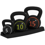 Three-piece Kettlebell Set With Storage Tray | Black