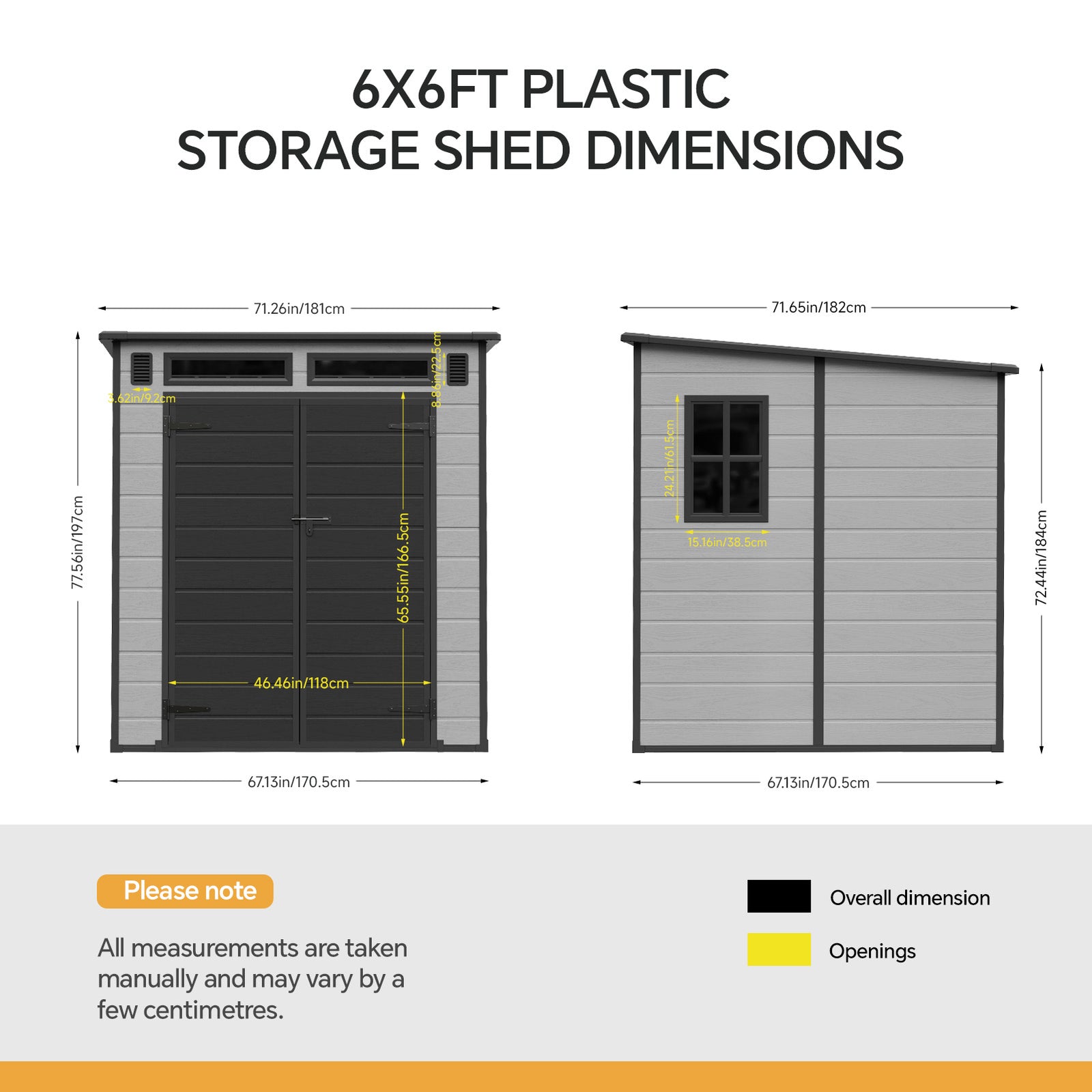 Breeins 6 X 6ft Outdoor Garden Pent Roof Tool Storage Shed