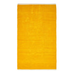 Plain Chenille 100% Cotton  Rug With Natural Trim | 150cm x 95cm | Mustard
