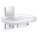 Frosted Glass Soap Dish /w Polished Chrome Wall Mount Holder | Polished Chrome