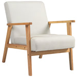 Fabric Accent Chair W/ Rubber Wood Legs Padded Cushion | One Size | Cream