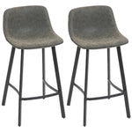 Bar Stools Set Of 2, Bar Chairs With Back And Steel Legs | Grey
