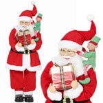 HOMCOM 4ft Christmas Singing Dancing Santa Claus With Elf, Gift Box