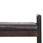 Gridline Bench, Upholestered Rich Black Leather, Black