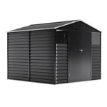 8.08 ft x 8.53 ft Durable Charcoal Steel Garden Tool Shed with Windows, Ventilation, and Shelving – Spacious, Secure Storage for Outdoor Equipment