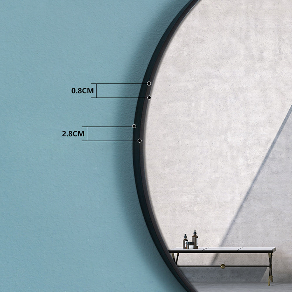 40cm/60cm/80cm Diameter Nordic Round Round Wall Mirror Bathroom Framed Mirror Wall Hanging | 40cm | Black