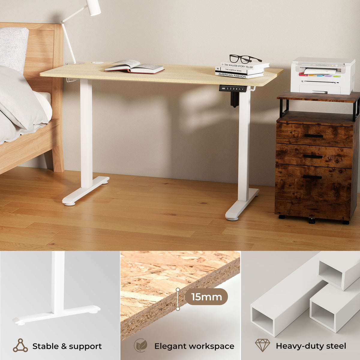 Electric Standing Desk Height Adjustable With Memory Control | Natural