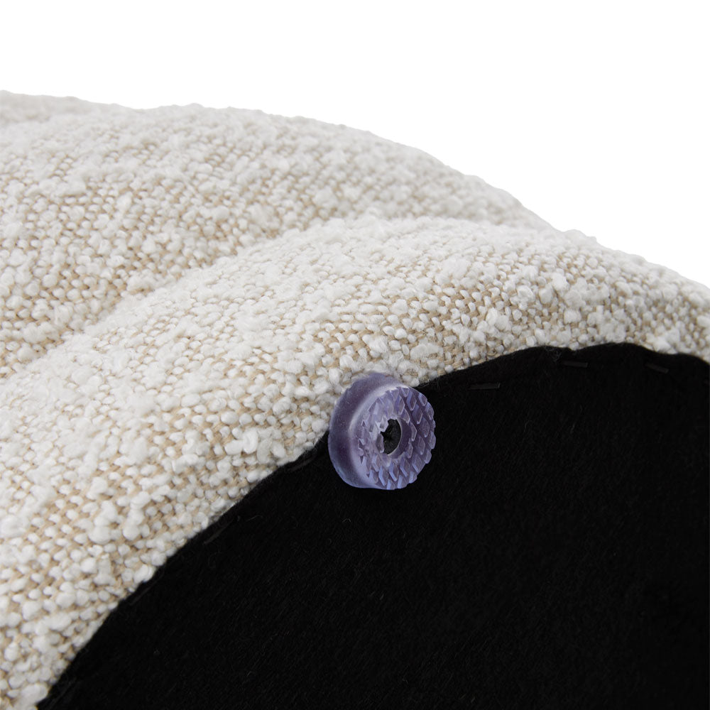 Beige Upholstered Round Storage Ottoman Foot Rest