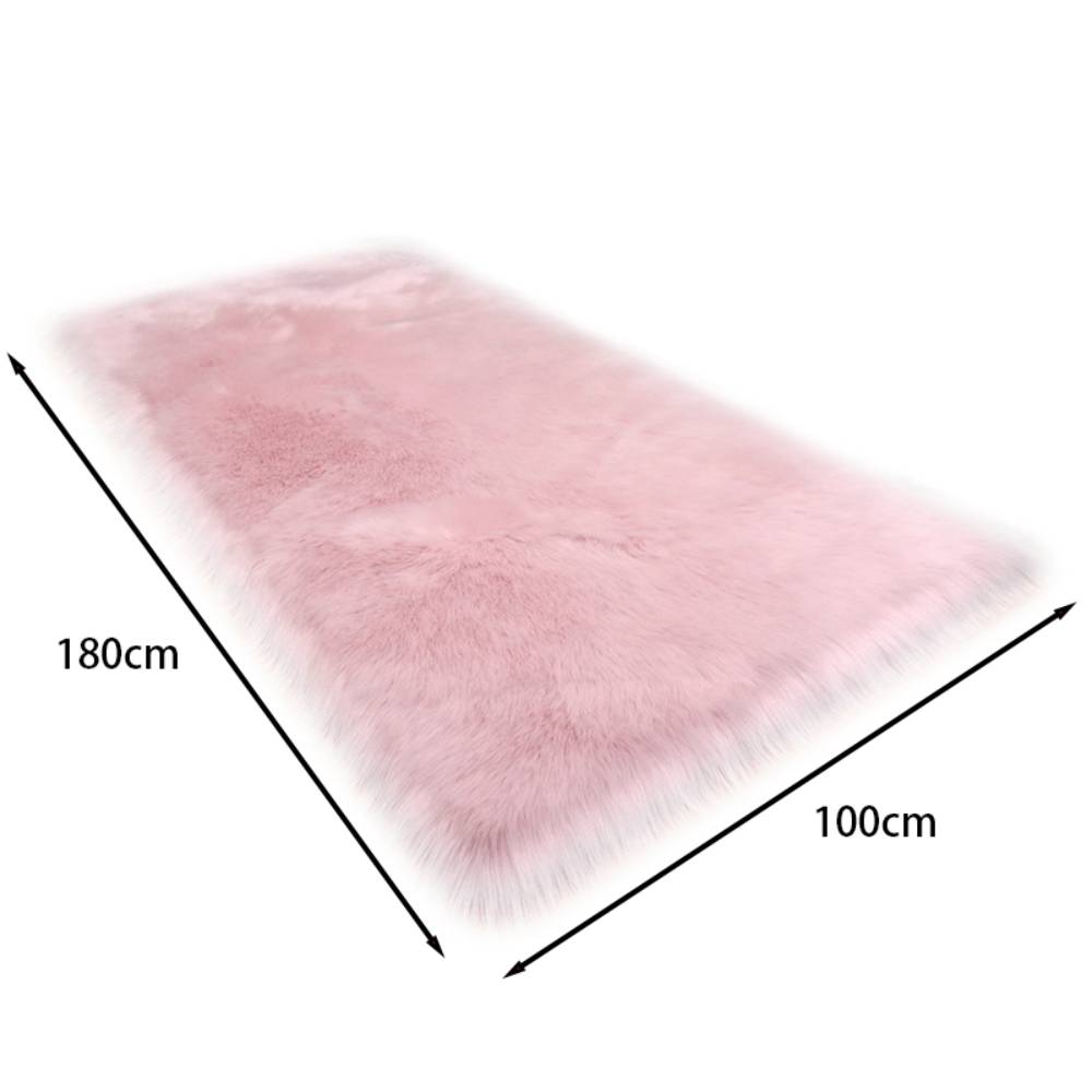 Retangular Super Soft Shaggy Area Rug Pink