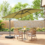 Large Square Patio Parasol With Durable Polyester Canopy, Pa Waterproof Coating, Adjustable Height, 360° Foot Pedal Rotation With Cross Base & Fillable Base | One Size | Taupe