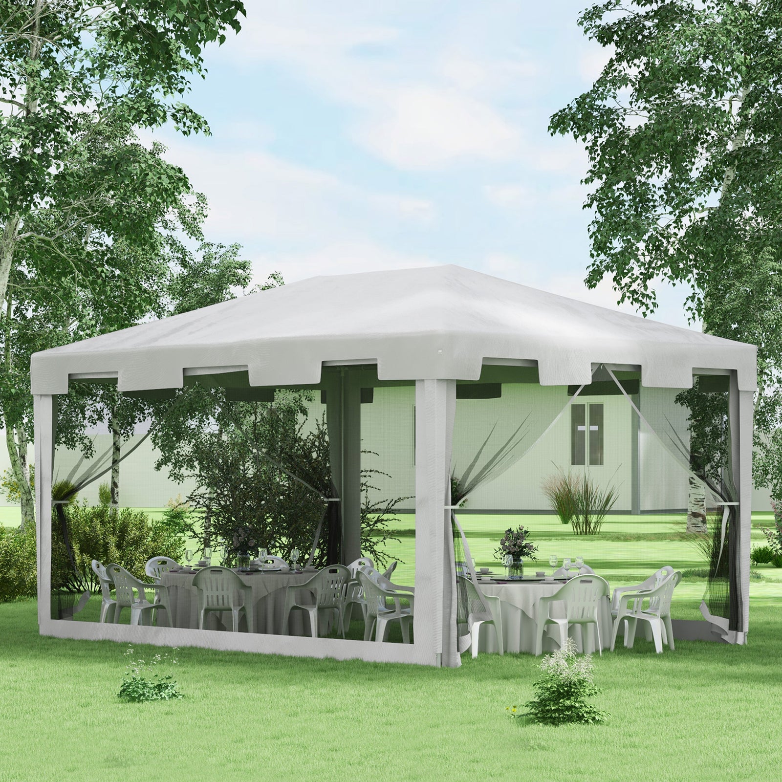 Party Tent Waterproof Garden Gazebo Canopy Cover Shade | White