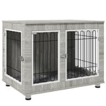 Dog Crate Table W/ Cushion, Double Door - Grey