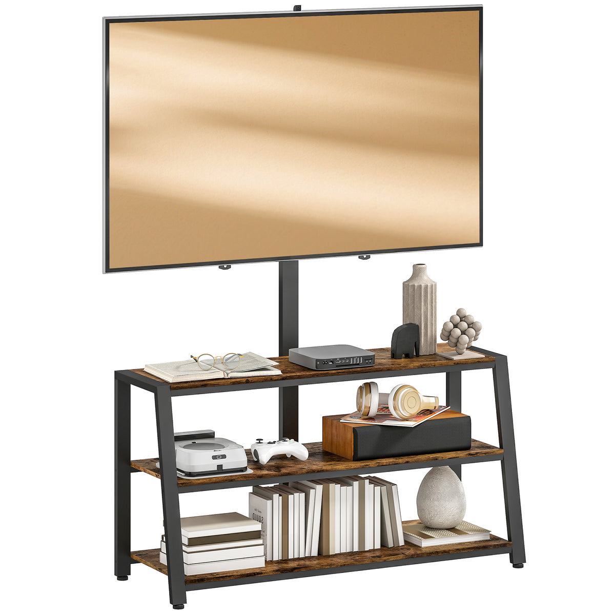 HOMCOM Tv Stand Cabinet With Swivel Bracket For 32 - 70 Inch Tvs