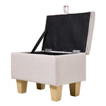 Linen Upholstered Storage Ottoman | Beige