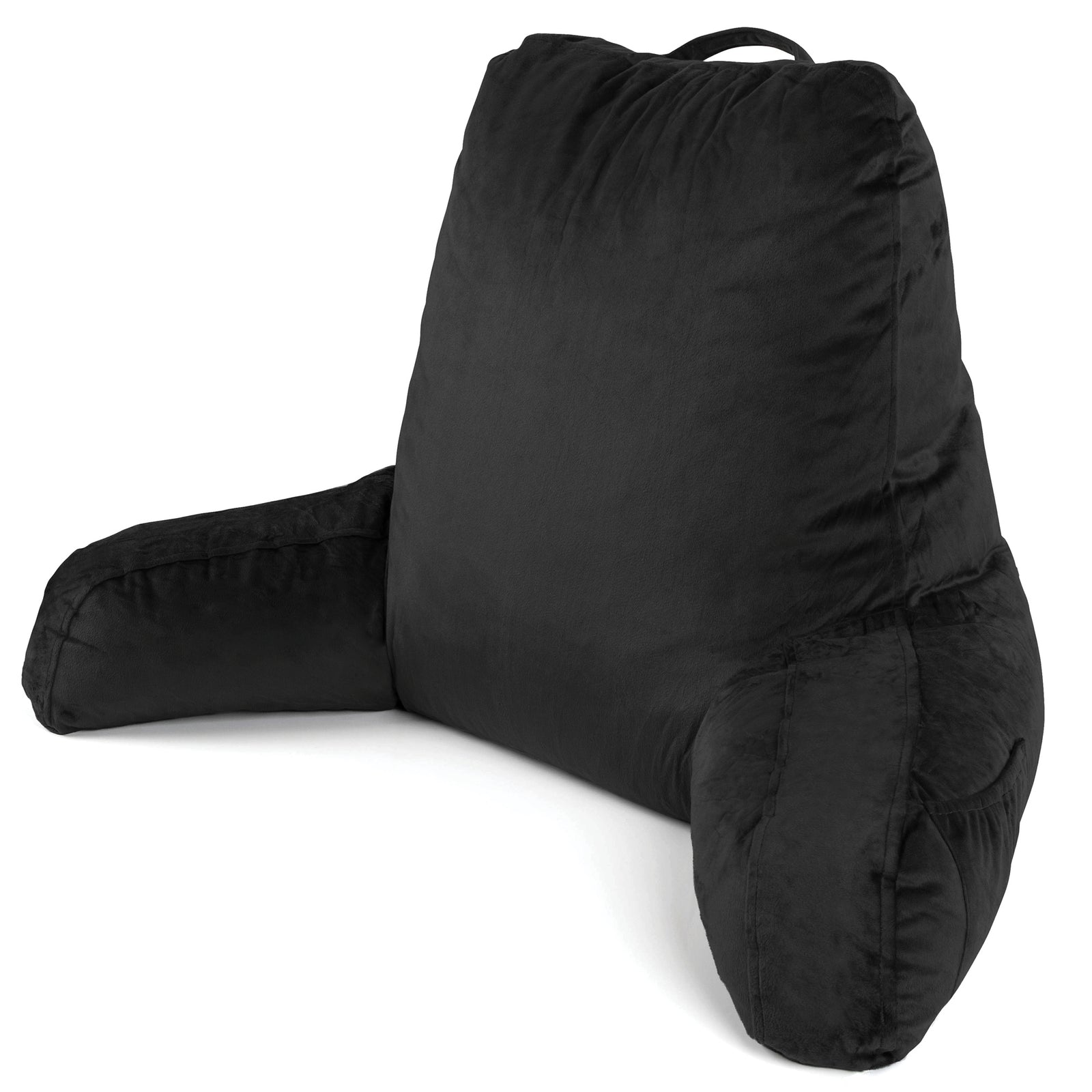 Large Reading Pillow, Shredded Memory Foam Cuddle Cuddle Cushion Backrest, Arm Support ,washable Velvet Cover | L | Black