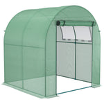 Polytunnel Greenhouse W/ Mesh Windows 1.8x1.8x2m | Green