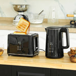 1.5l 3000w Fast Boil Electric Kettle And 2 Slice Toaster Set | Black