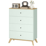 HOMCOM Chest Of Drawers, 4 Drawer Storage Cabinet, Light Green And Oak