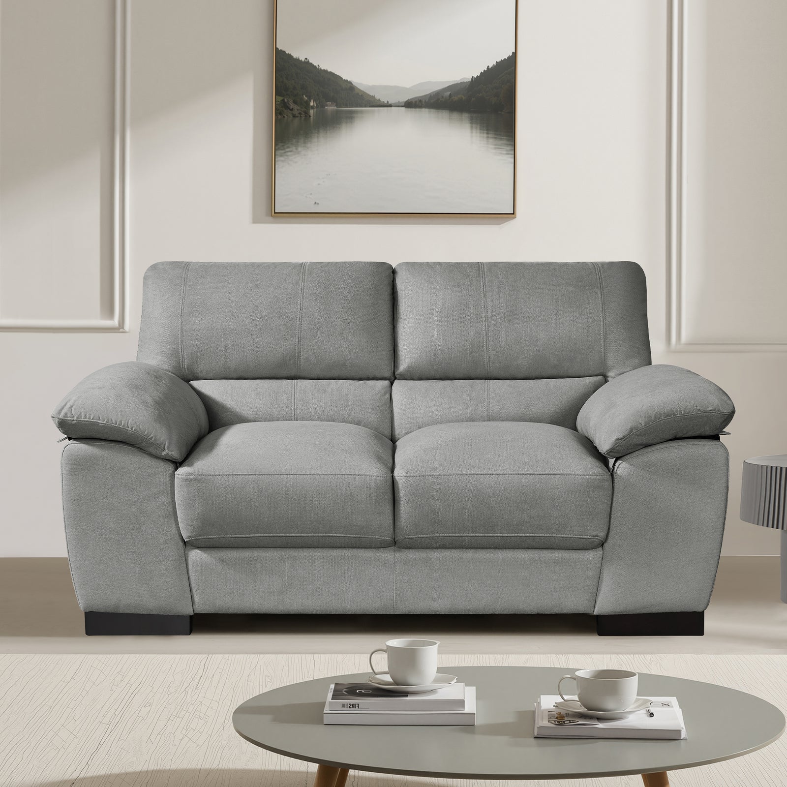 Mellette Soft Fabric 2 Seat Sofa | Grey