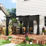 3 X 3(m) Metal Pergola W/ Retractable Roof And Sidewalls | Dark Gray