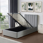 Corwin Grey Velvet Ottoman Storage Bed Frame - 4 Sizes Available | Single