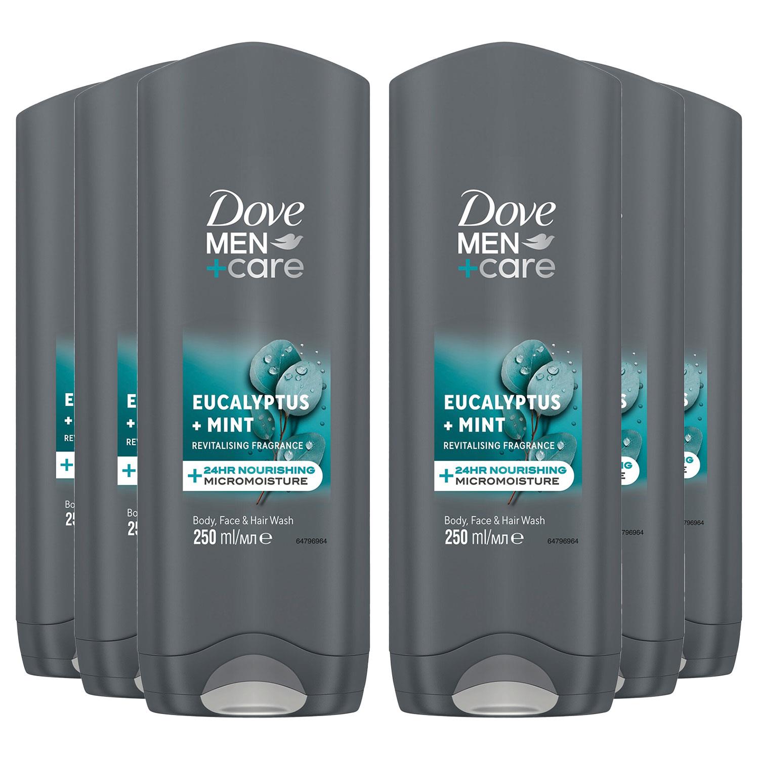 Men+care 3 In 1 Body, Face & Hair Wash Eucalyptus + Mint 250ml, 6 Pack | Set-of-6