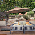 3(m) Garden Banana Parasol Cantilever Umbrella w/ Base Weights & Cover | Coffee