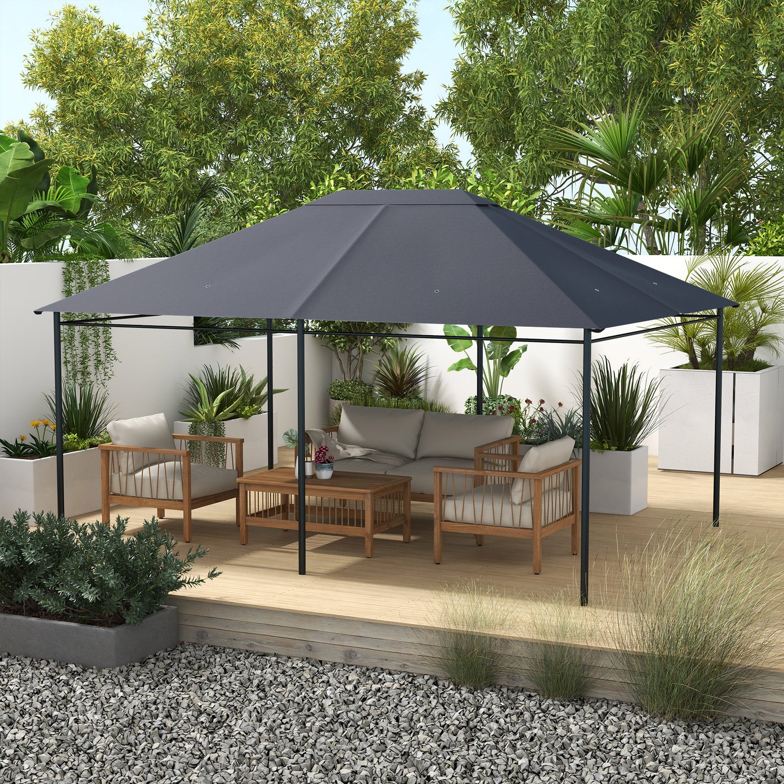 3 X 4m Gazebo Replacement Canopy Cover Gazebo Replacement | Dark Gray