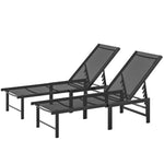Sun Loungers Set Of 2, 5-level Reclining Sunbeds | Black