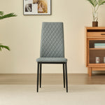 Elegant New York Dining Table Set With 4 Stylish Emily Leather Chairs | Gray