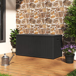 430L Large Garden Storage Box – Wooden Style Outdoor Storage Box, Waterproof, Durable & Easy to Assemble (No Wheels) | Black