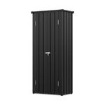 Metal Garden Storage Cabinet 1.5×2.5 Ft Flat Roof Shed With Adjustable 2 Shelves &  Lockable Double Doors