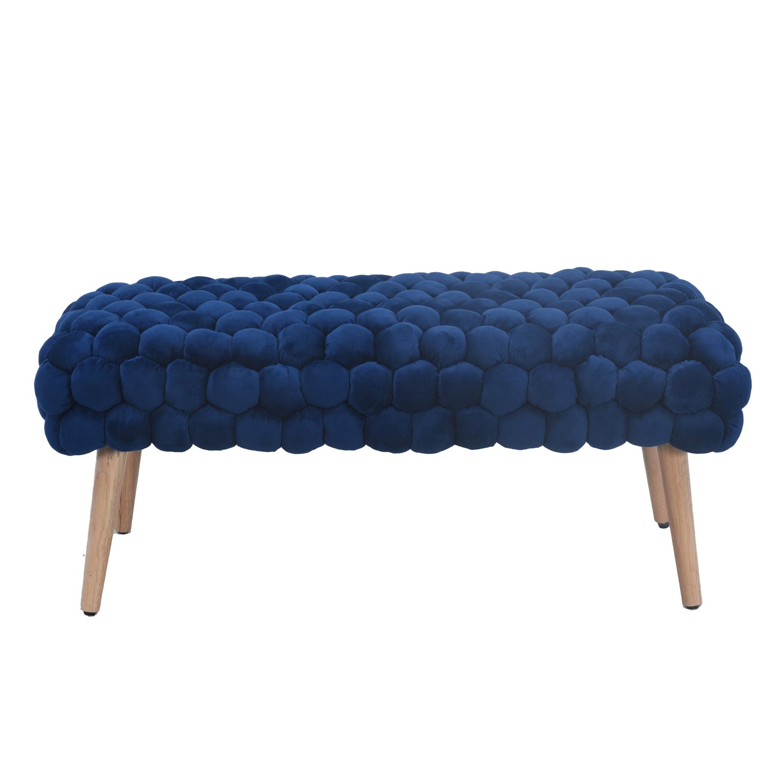 Cushla Bubbly Velvet Large Footstool | Dark Blue