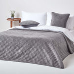 Paragon Diamond Pattern Geometric Velvet Bedspread | 200cm x 200cm | Dark Grey