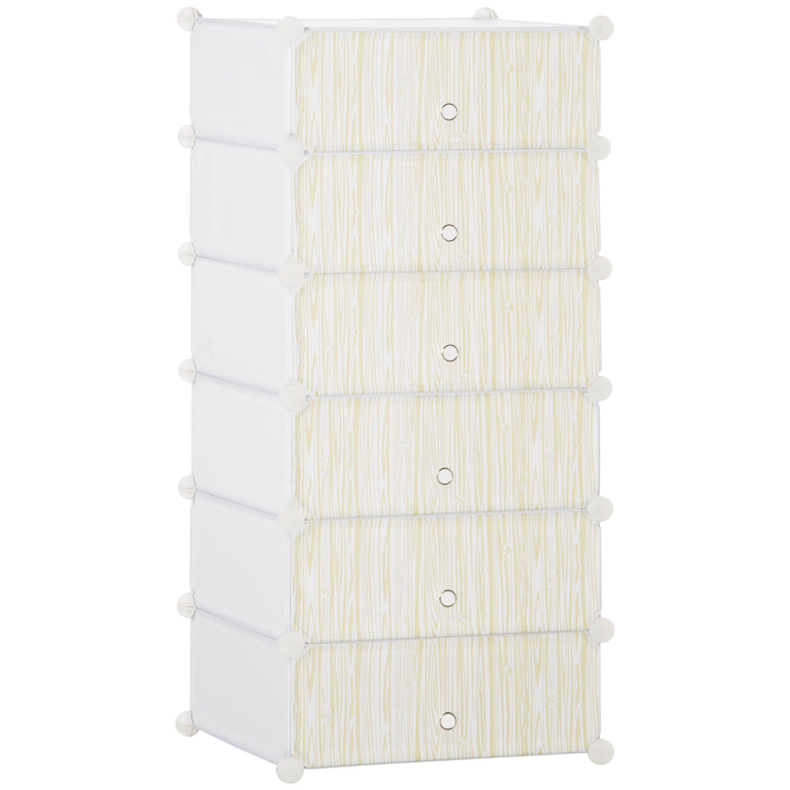 6 Tier Shoe Rack Plastic Storage Cabinet Modular Shoe Tower | One Size | White