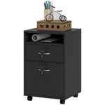 60cm Storage Cabinet With Drawers And Open Shelf | One Size | Black