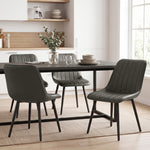Faux Leather Upholstered Kitchen Chairs With Metal Legs | Grey