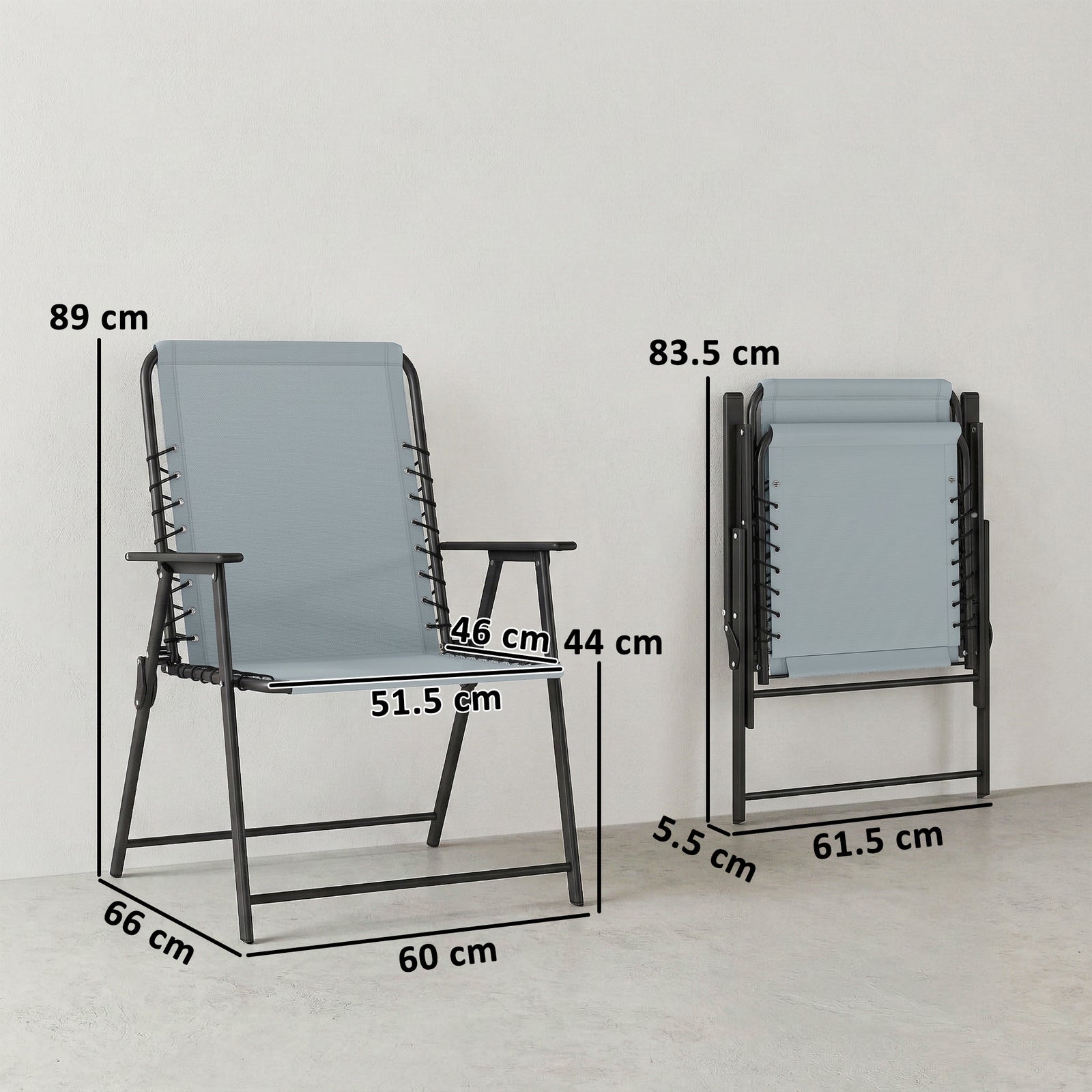 Folding Garden Chairs, Outdoor Chairs Set | Set-of-2 | Grey
