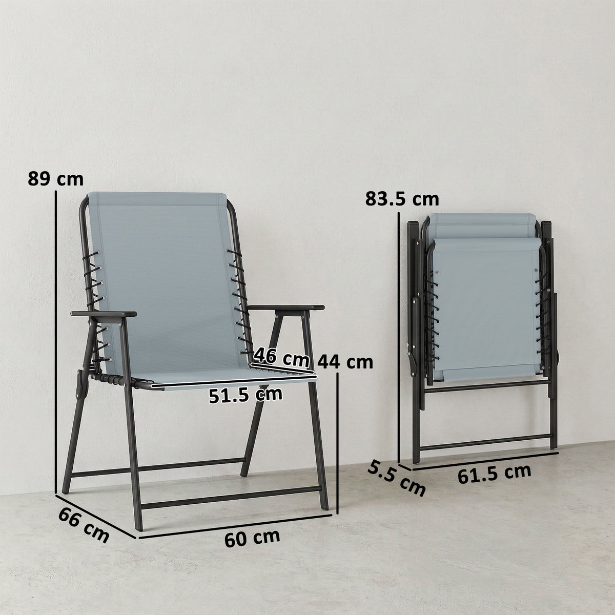 Folding Garden Chairs, Outdoor Chairs Set | Set of 2 | Grey