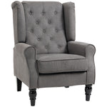Accent Armchair Home Furniture Retro Tufted Club Wood | One Size | Dark Gray