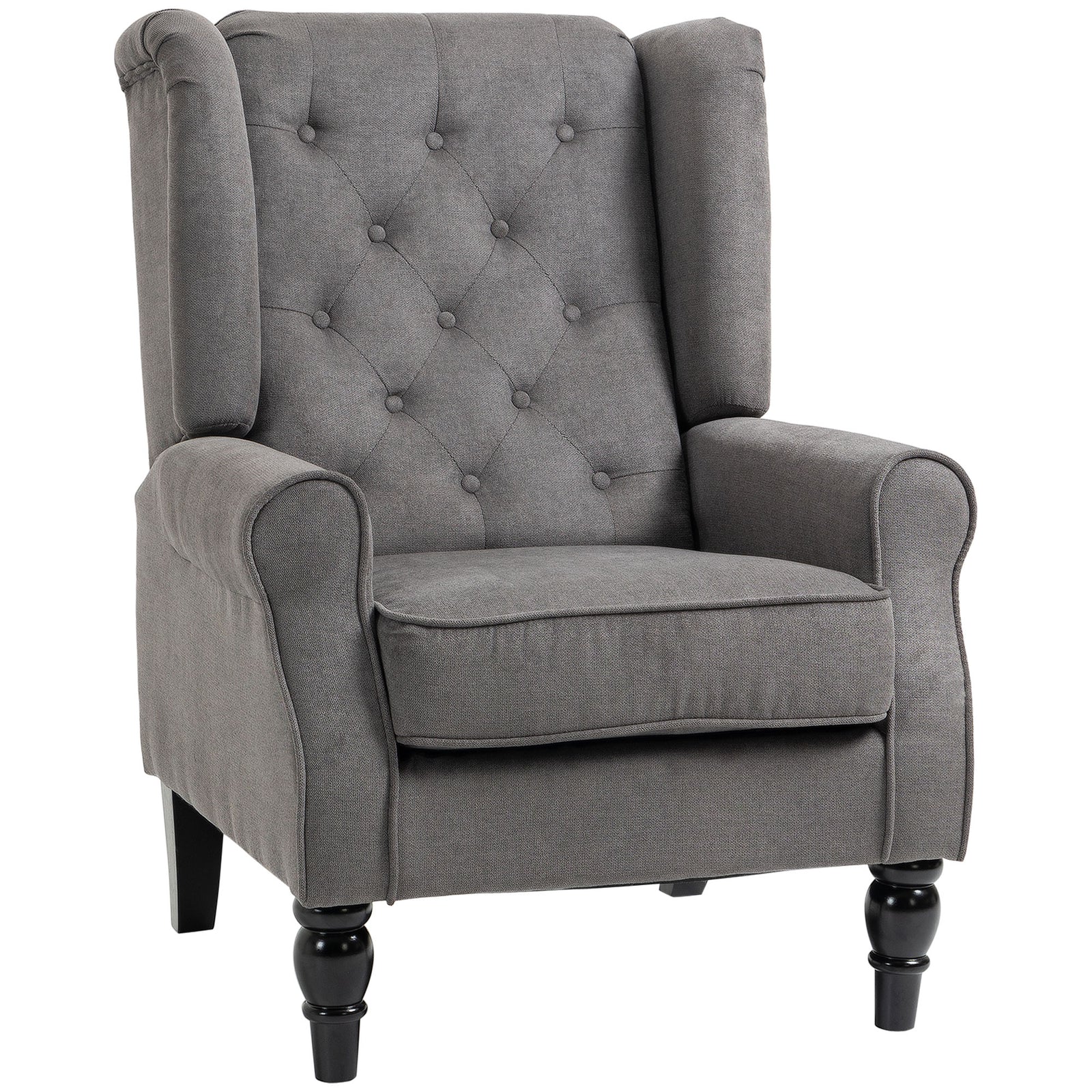 Accent Armchair Home Furniture Retro Tufted Club Wood | One Size | Dark Gray