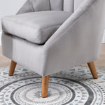 Velvet Fabric Single Sofa Accent Chair Solid Wood Leg